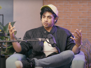 Indian Dancer and choreographer Kishen Bilagali, recording a podcast at Taperfox